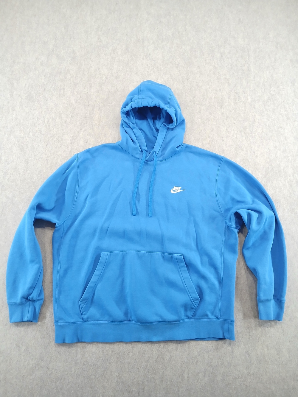 Nike Men's Blue Pullover Hoodie XL Cotton Blend Fleece Logo Kangaroo Pocket